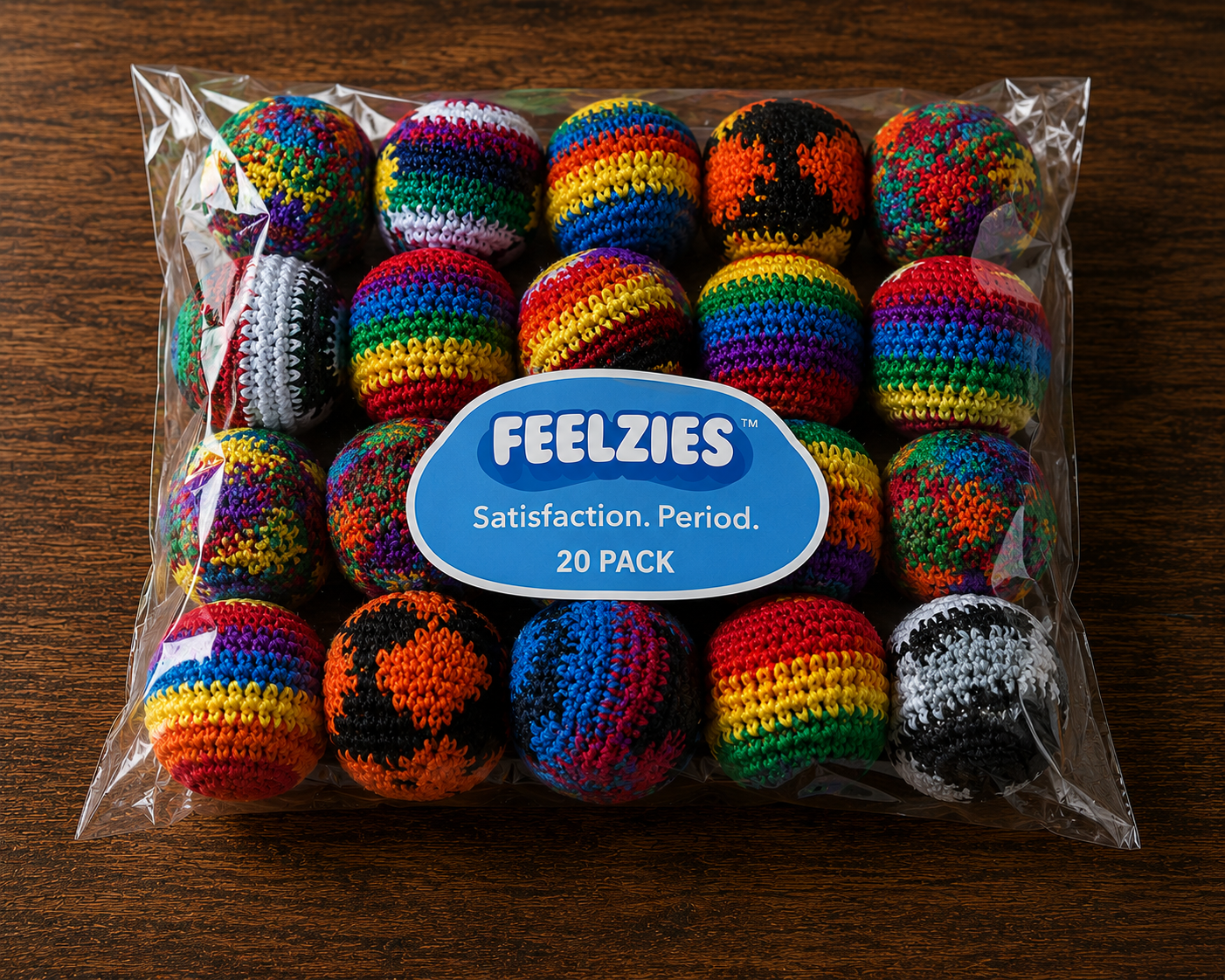 Feelzies™ Premium Hand Knit Footbags – Assorted Hacky Sacks