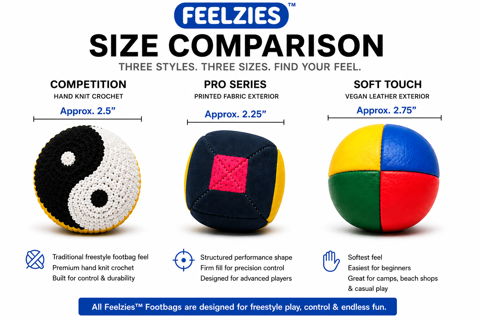 Feelzies™ Premium Hand Knit Footbags – Assorted Hacky Sacks