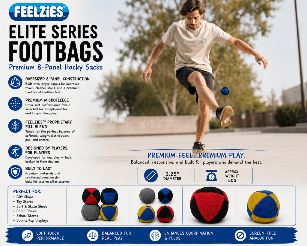 Feelzies™ Elite Series Footbags – Premium 8-Panel Hacky Sacks