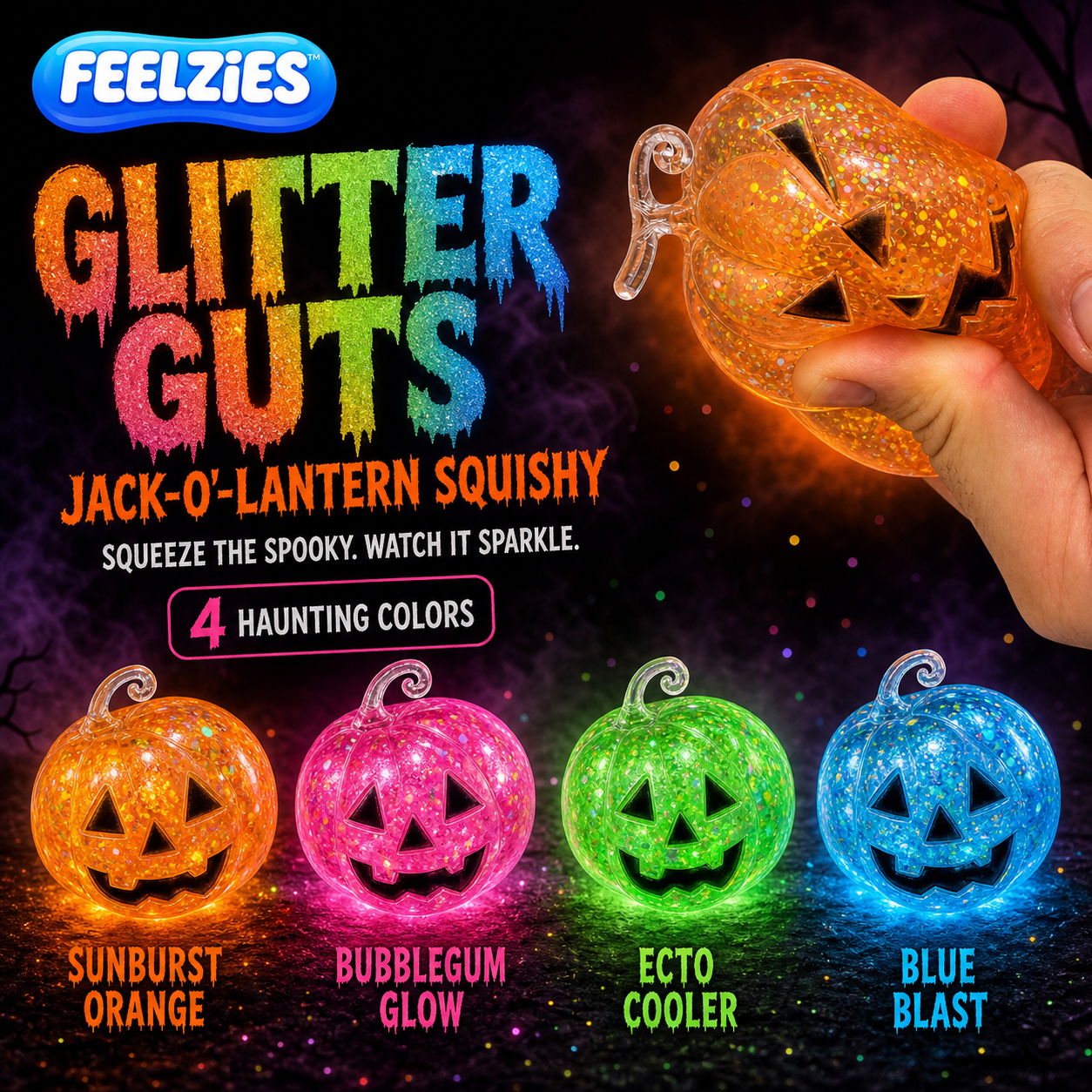 FEELZiES™ Glitter Guts Jack-O’-Lantern Squishy™